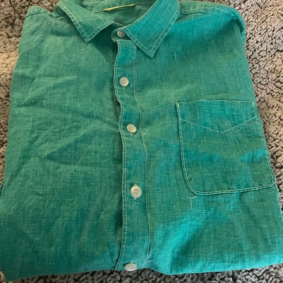 Tommy Bahama Other - Tommy Bahama 100 percent linen Green Casual Button Down Shirt Mens XL